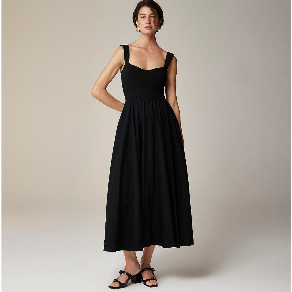 J.Crew Sweetheart Tank Maxi Dress Poplin A Line Skirt Retro Classic White Large - Picture 2 of 12